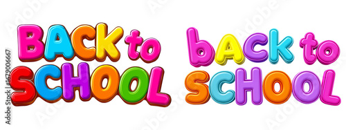 Back to school 3d lettering on transparent background, cutout