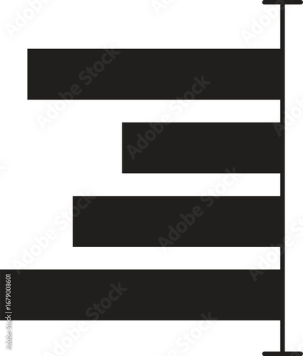 Solid horizontal bar chart icon with filled bars showing business analysis, statistical comparison, market report and financial data transparent background.