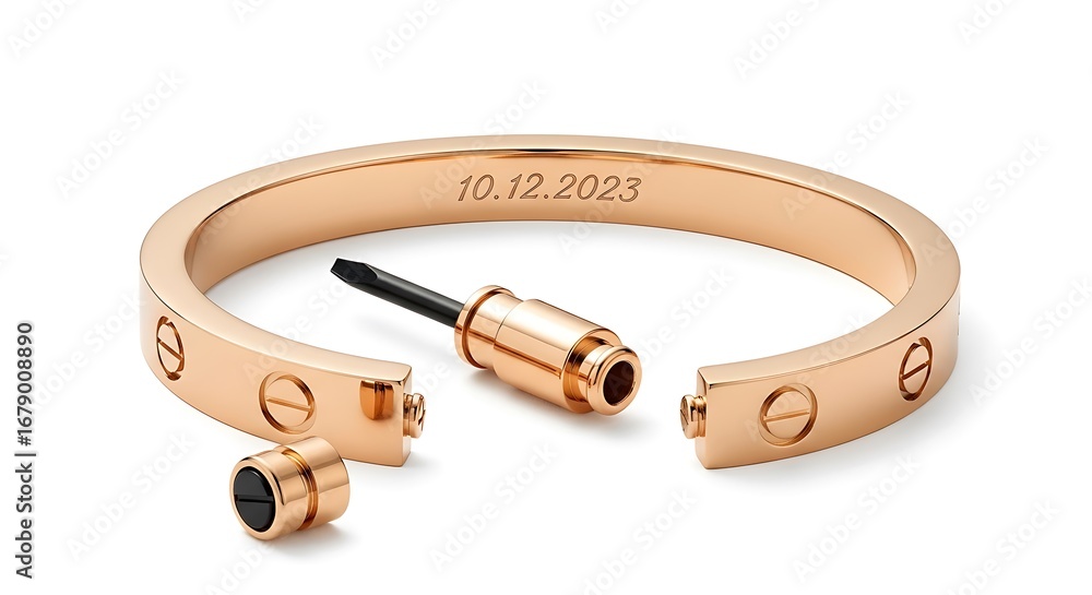 Obraz premium Gold love bracelet isolated on white background