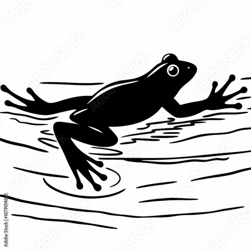 frog swimming in lake or pound vector