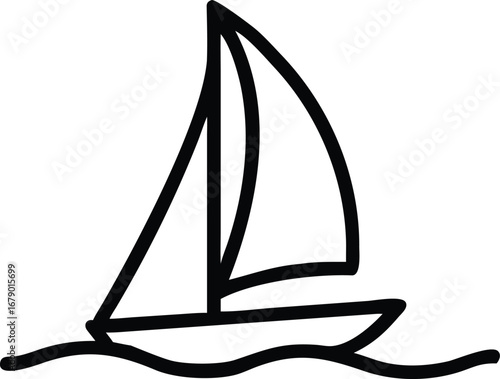 minimal Sailboat icon vector art illustration black color, black color silhouette, white