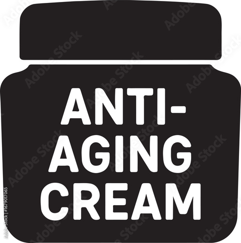 Anti-aging cream silhouette vector, ideal for skincare, beauty, cosmetic, and wellness design.