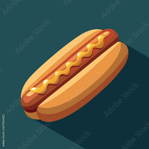 Delicious hot dog with yellow mustard sauce illustration