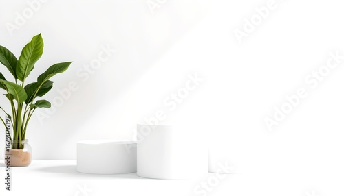 Wallpaper Mural A Minimalist Stage for Product Display with a Green Plant, Creating a Calming Scene  Torontodigital.ca