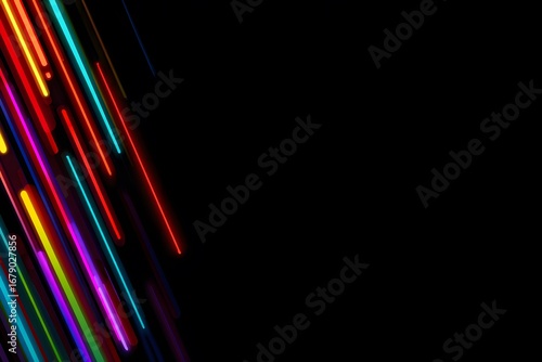 A single beam of light shines down from the top left corner, spreading across the entire black background