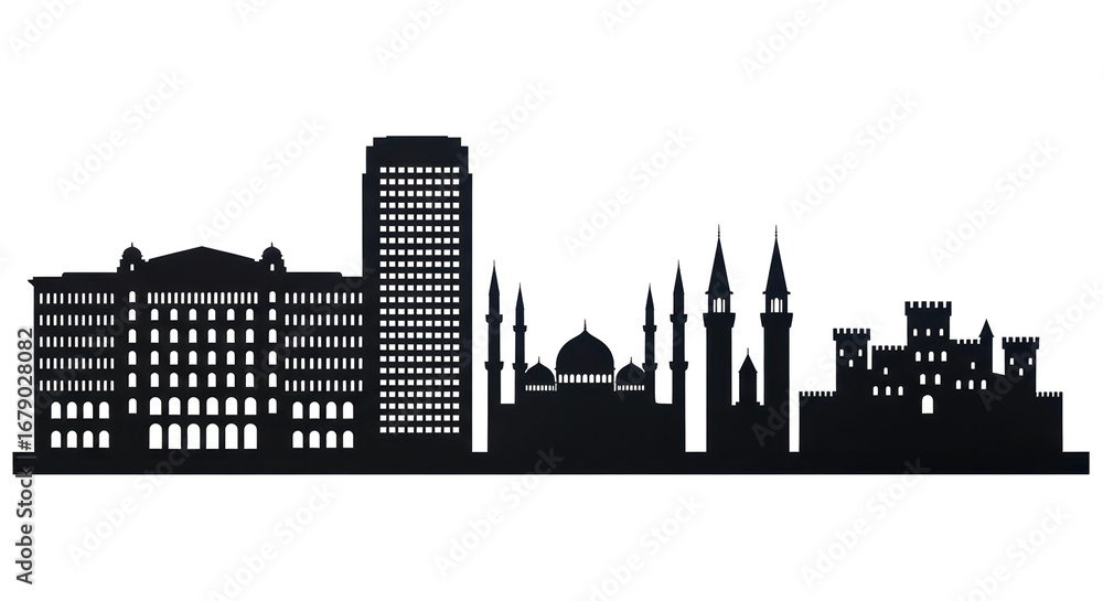 Naklejka premium Isolated City Skyline Silhouette