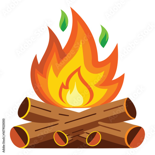 Camp Fire and Outdoor Bonfire Graphic Design