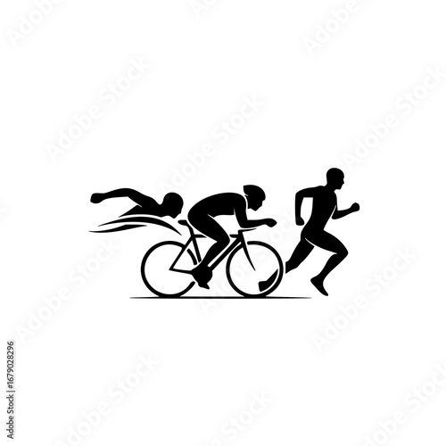 Silhouette vector of a triathlon athlete for logo design - swimming, cycling and running competition