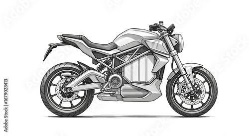 Sleek futuristic electric motorbike illustration for eco-conscious transport