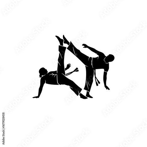 Capoeira Silhouette Vector Illustration for Logo Design