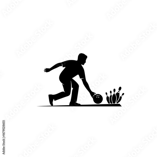 Bowling Silhouette Vector Illustration for Logo Design