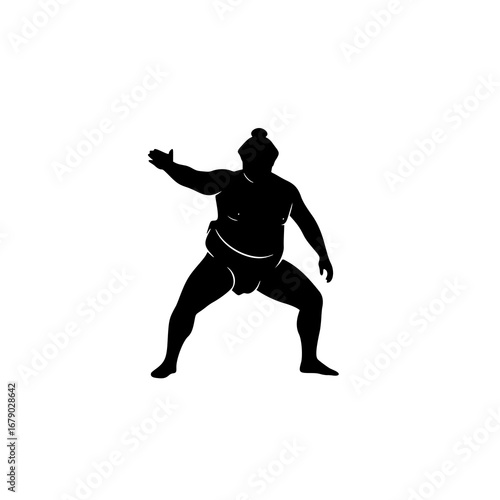 Silhouette Vector of Sumo Wrestler Ready for Logo Design