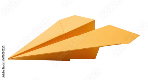 Isolated yellow paper airplane