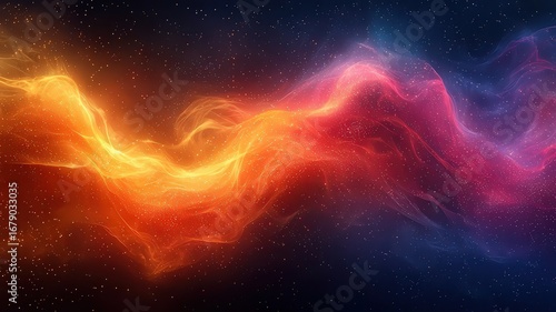 Vibrant cosmic swirl of orange and purple hues againt a dark backdrop, evokinga sense of wonder and explration in a stunning abstrct space design.