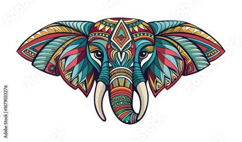 A striking tribal butterfly tattoo design featuring a decorative floral pattern, a colorful vector illustration