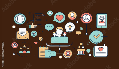 Flat vector social media icons set for business and marketing concept infographic design