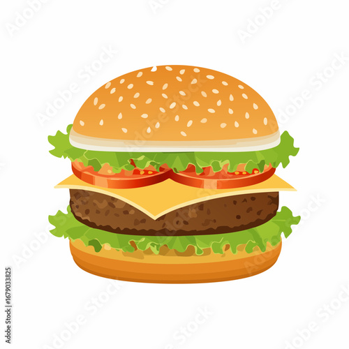 Burger mit Salat, Käse und Fleisch