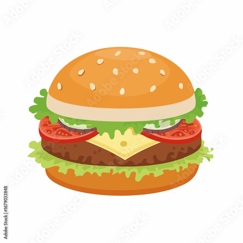 Burger mit Salat, Käse und Fleisch