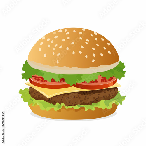 Burger mit Salat, Käse und Fleisch