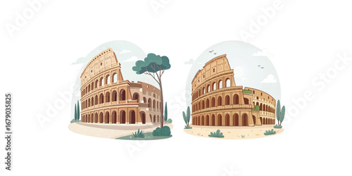Print   Colosseum Landmark Europe City Vector Illustration