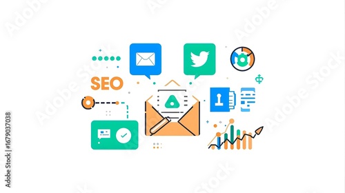 Wallpaper Mural Digital Marketing Concept, Flat Vector Illustration Torontodigital.ca