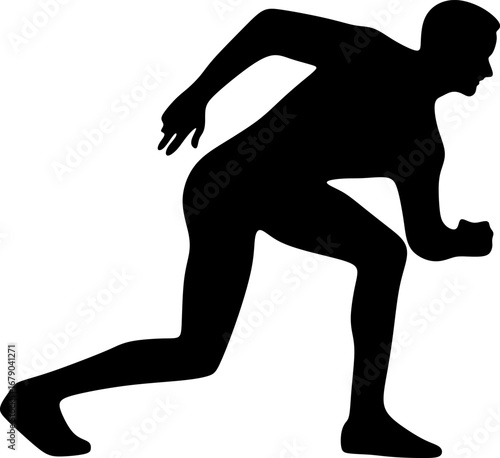 Ready to race Silhouetted sprinter crouches intently