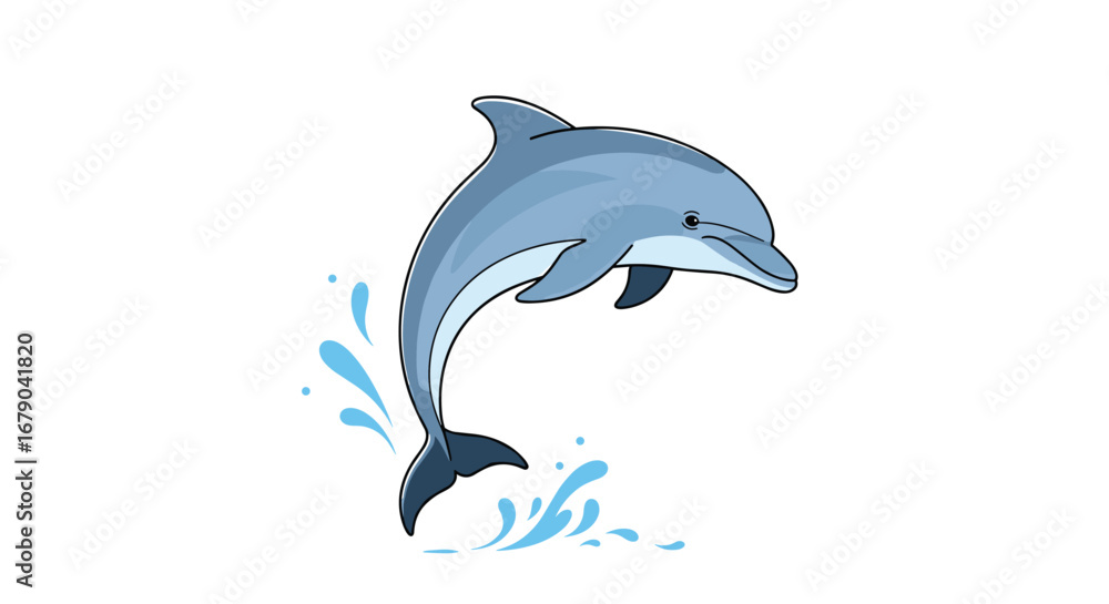 Obraz premium Oceanic mammal leaping from blue water with joyful expression