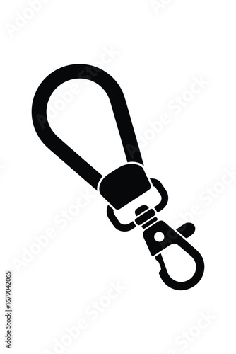 Black keychain clip with a loop and swivel hook