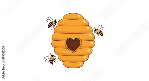 Sweet honeycomb home for busy bees with a heart design