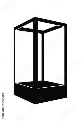 Simple black outline of a modern four poster bed frame