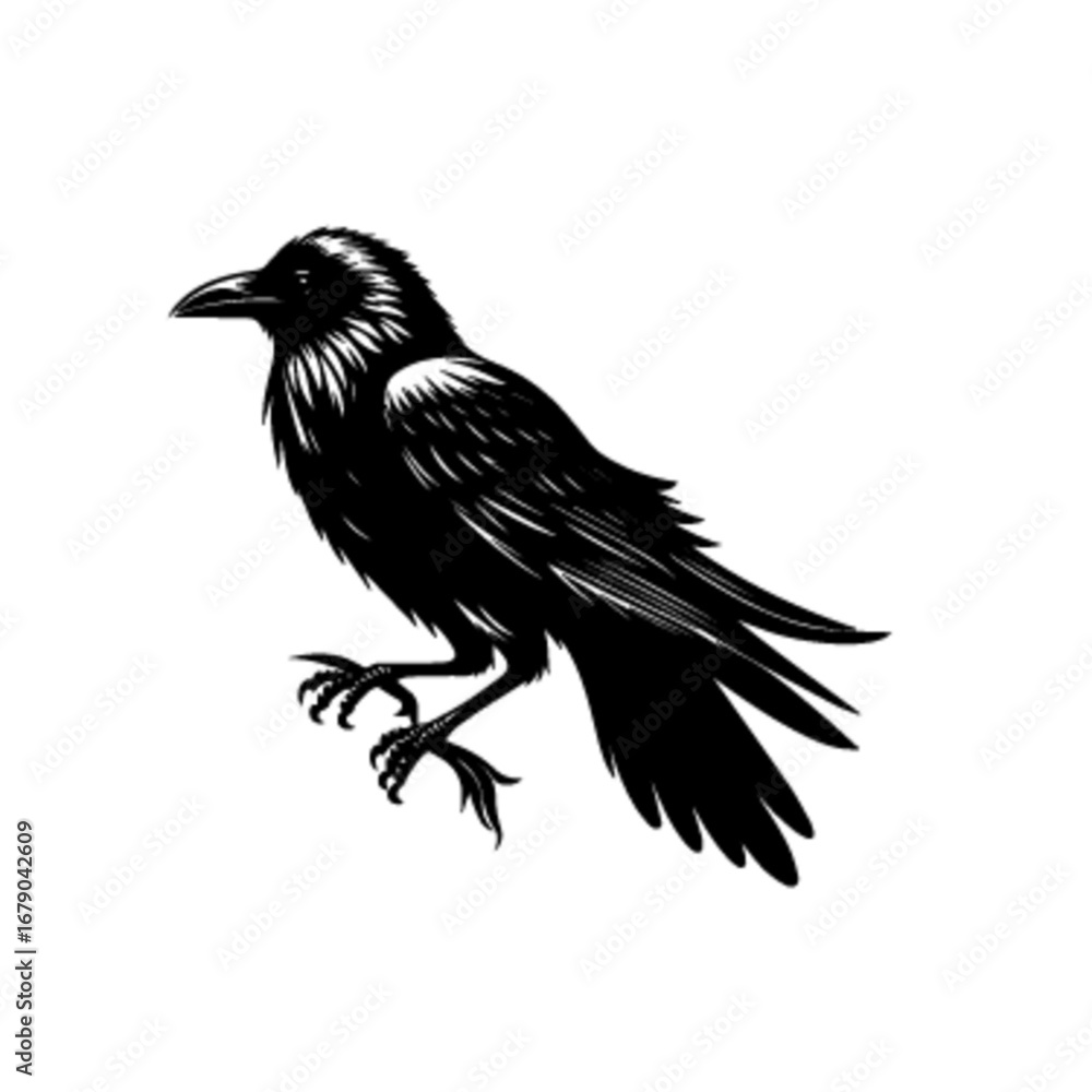Obraz premium Crow 13 Vector Illustration | Dark Black Raven Silhouette