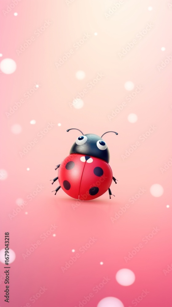 Fototapeta premium Cute ladybug cartoon animal insect.