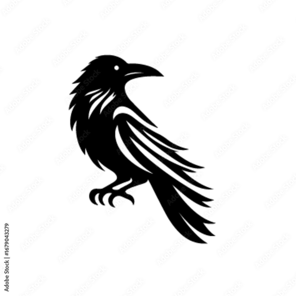 Fototapeta premium Crow 21 Vector Illustration | Dark Black Raven Bird Silhouette