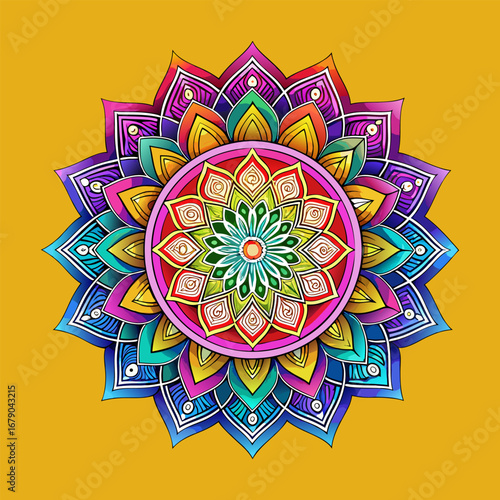 Simple mandala design for coloring. Mandala color full Drawing Design icons. Mandala pattern applied Thai style.