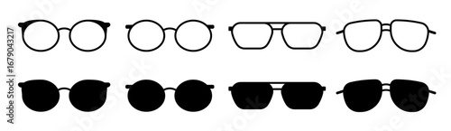 Glasses silhouette. Sun glasses  frame. Glasses vector collection.