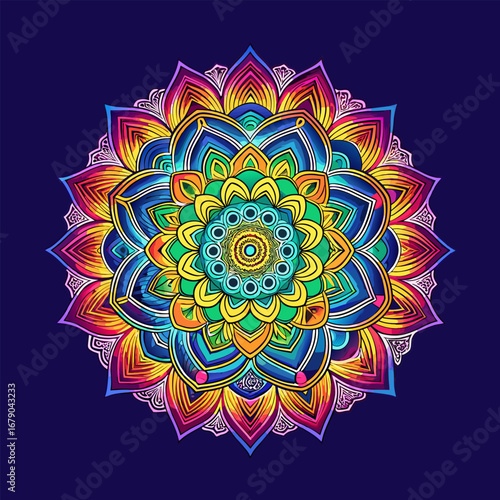 Simple mandala design for coloring. Mandala color full Drawing Design icons. Mandala pattern applied Thai style.
