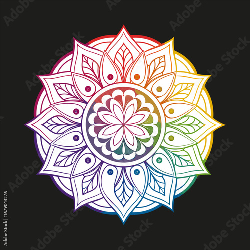 Simple mandala design for coloring. Mandala color full Drawing Design icons. Mandala pattern applied Thai style.