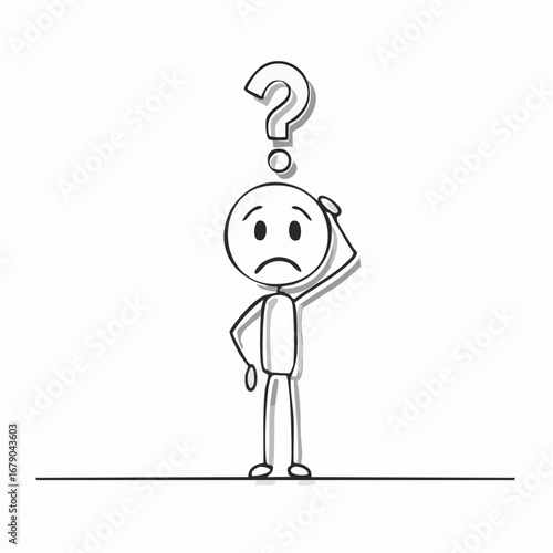 Confused Stick Figure with a Question Mark - Problem Solving