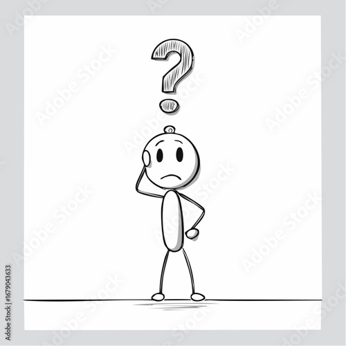 Confused Stick Figure with a Question Mark Above His Head