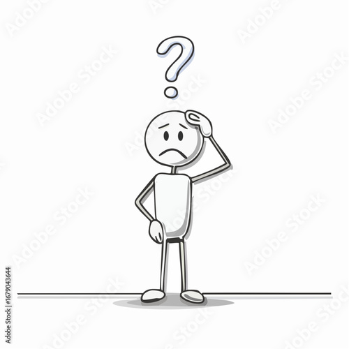 Confused Stick Figure with a Question Mark - Problem Solving