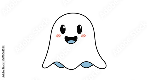 Adorable cute happy ghost character floating ethereal spooky spirit boo
