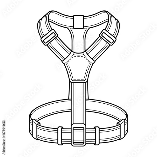 Detailed sketch of a dog harness design