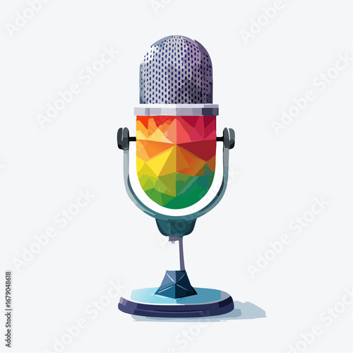 Colorful Retro Microphone Illustration A Vibrant Audio Recording Device for Podcasts and Broadcasting