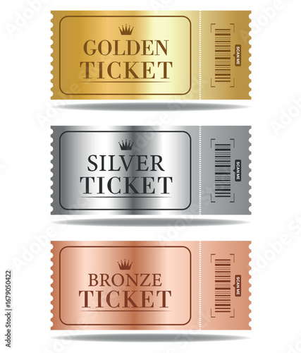 Golden, Silver and Bronze Tickets Set – Luxury VIP Pass Collection