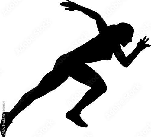 Silhouette of athlete sprinting arms outstretched