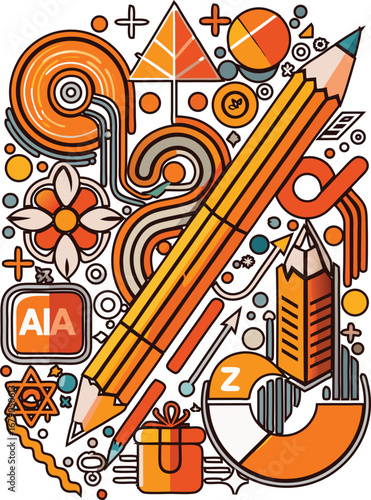 Mathematics Pencil T-Shirt Design, Unique Math T-Shirt for Problem Solvers – Pencil and Equation Graphic on Black Background with Orange Typography
