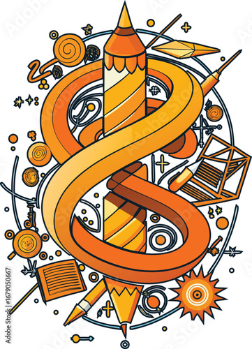 Mathematics Pencil T-Shirt Design, Unique Math T-Shirt for Problem Solvers – Pencil and Equation Graphic on Black Background with Orange Typography