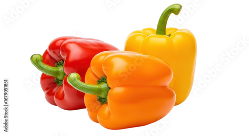 Cuadro en lienzo Isolated colorful bell peppers group