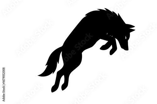 wolf jumping silhouette