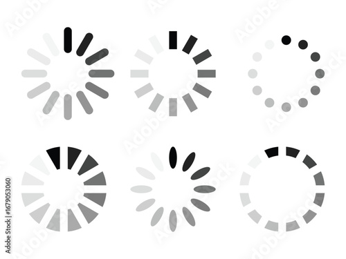 Loading Spinner Vector Set, Circular Buffering Icons, Progress Wheel Icon, Web and App Loading Design, UI UX Progress Loader Vector Set